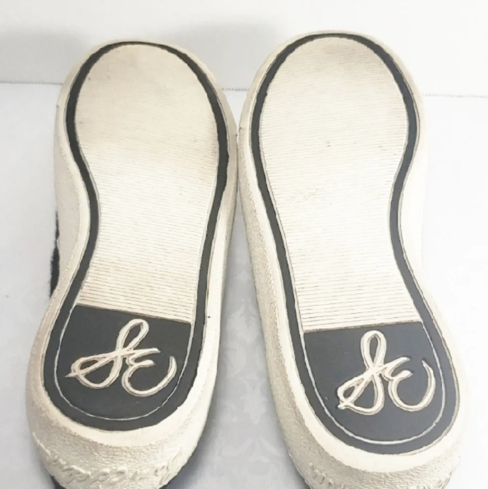 Sam Edelman‎ Calf Hair Black Slip-On Sneakers  Size 8 Cow Fur Leather Upper
